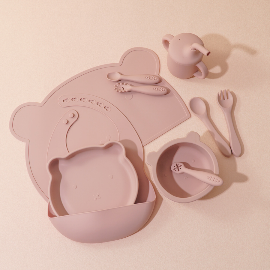 Baby Led Weaning Set - 조절 가능한 턱받이 실리콘 아기 수유