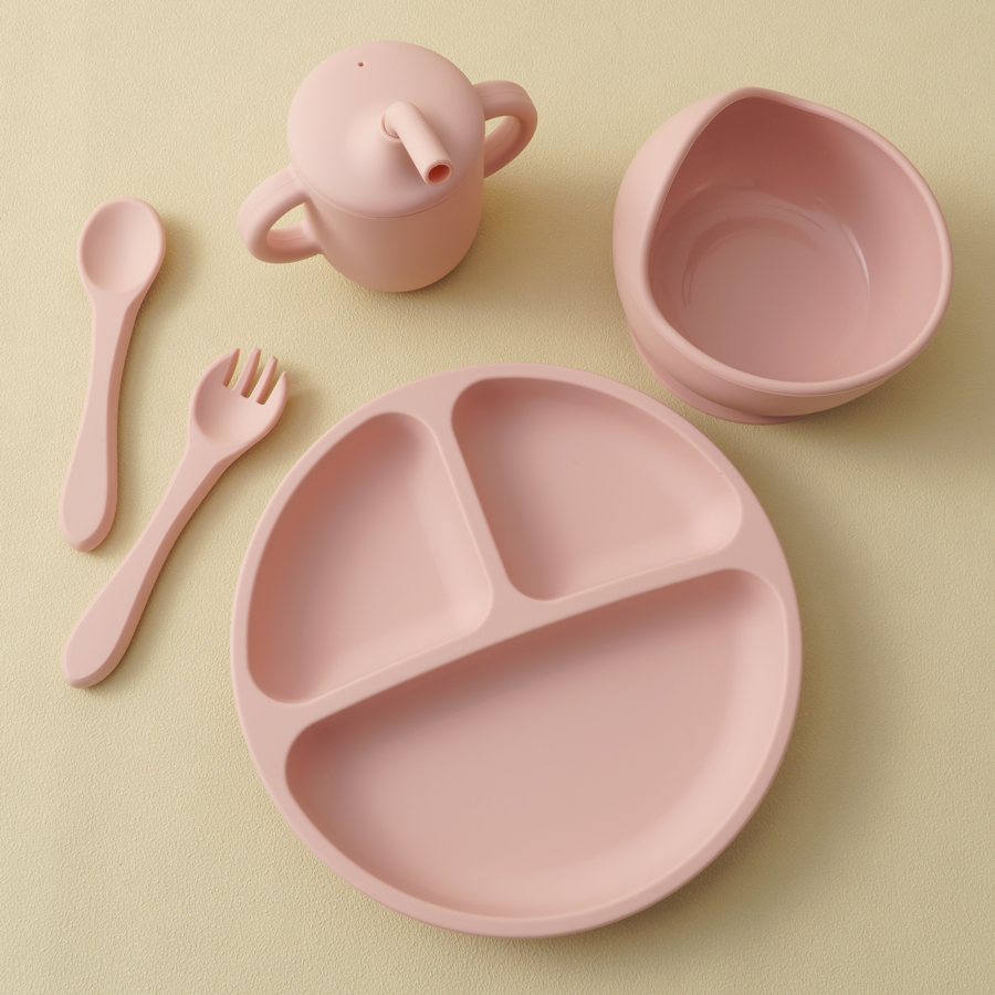 Baby Led Weaning Set - 5PCS 아기 실리콘 식기 세트 흡입