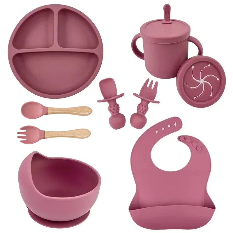 Baby Led Weaning Set - 식품 학년 실리콘 어린이 접시 세트
