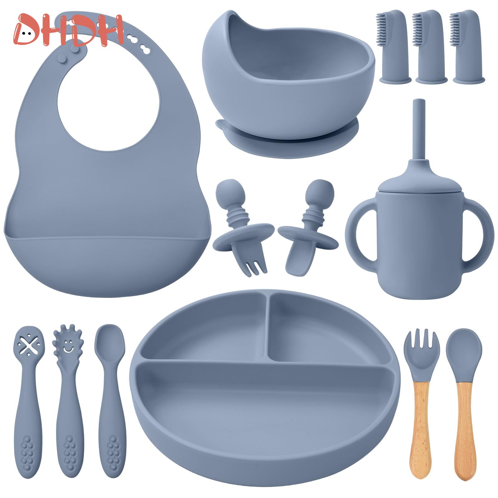 Baby Led Weaning Set - 실리콘 아기 식기 세트 유아용 식기