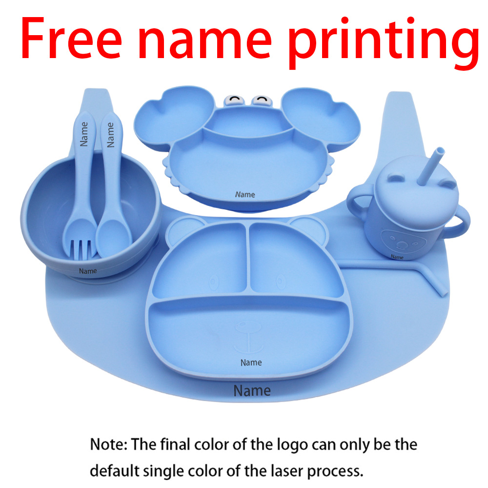 Baby Led Weaning Set - 무료 이름 인쇄 어린이 식기 세트: