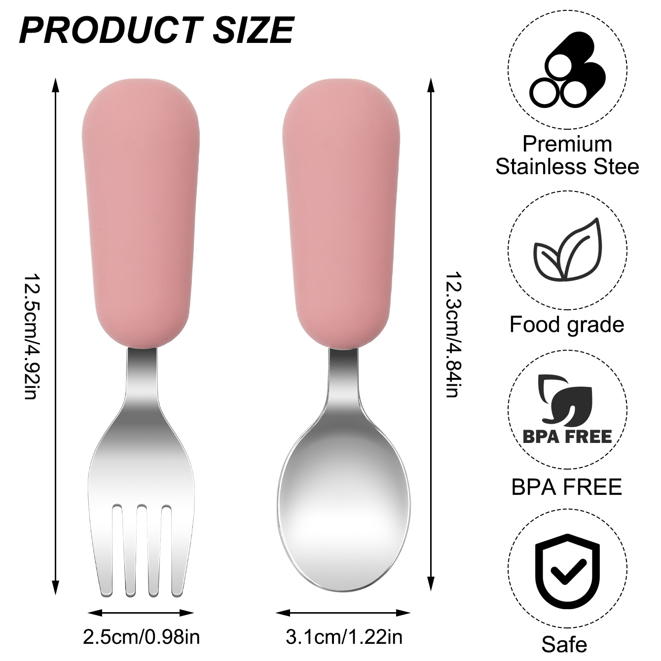 컬러 키즈 2PCS 스테인리스 스틸 포크 스푼 아기 식 - Baby Led Weaning Set 리뷰 및 가격