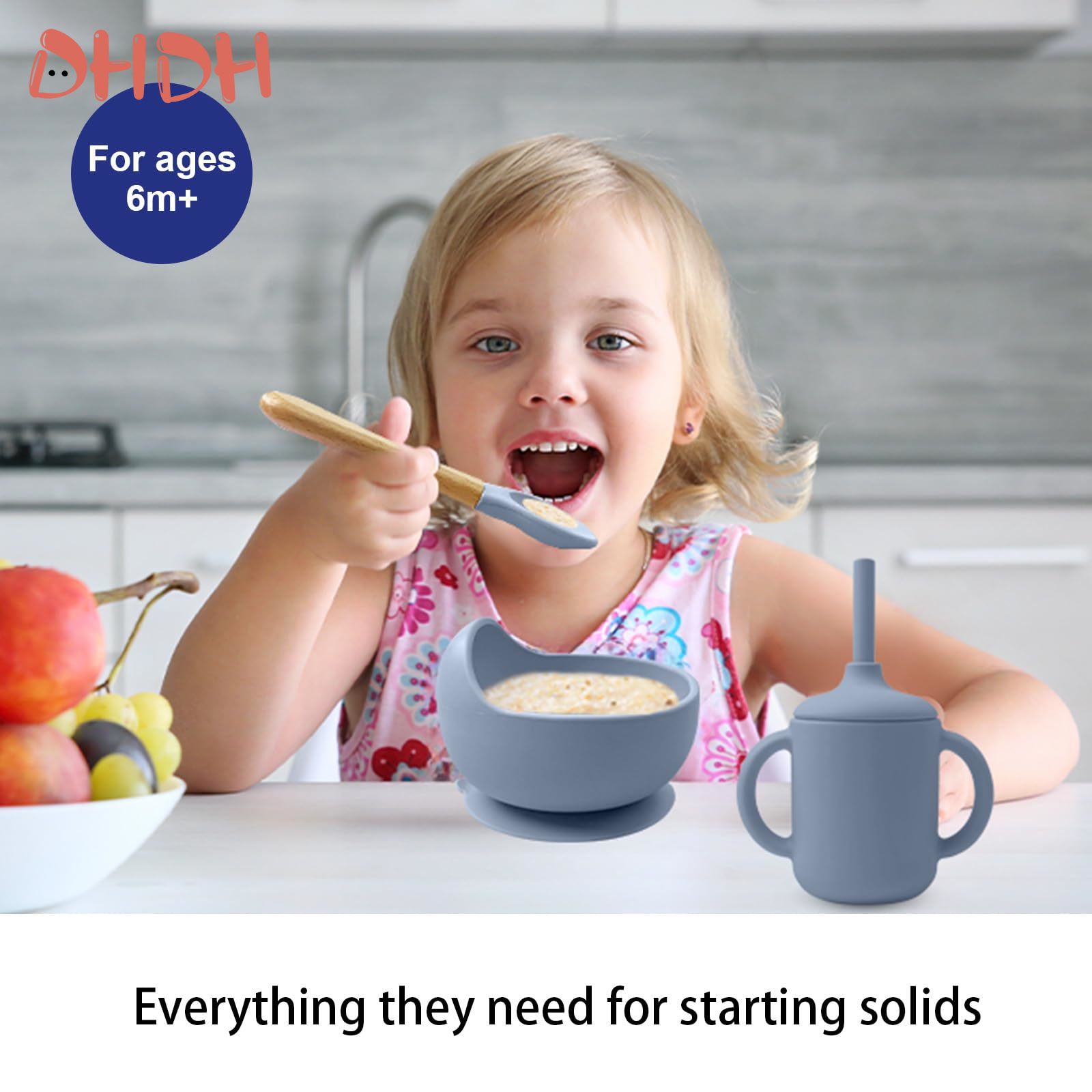 실리콘 아기 식기 세트 유아용 식기 접시 포크 스푼 흡 - Baby Led Weaning Set 리뷰 및 가격