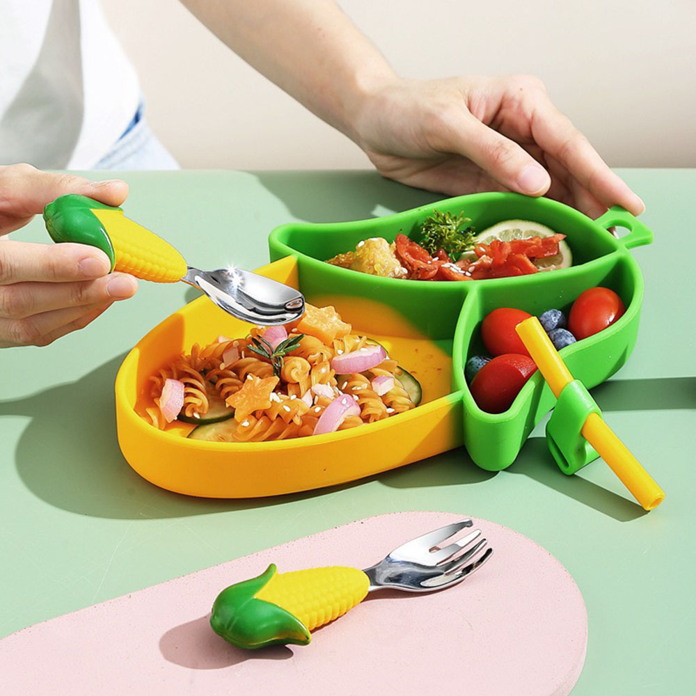 새롭고 귀여운 만화 캐릭터 실리콘 흡착식판 세트 (포크 - Baby Led Weaning Set 리뷰 및 가격