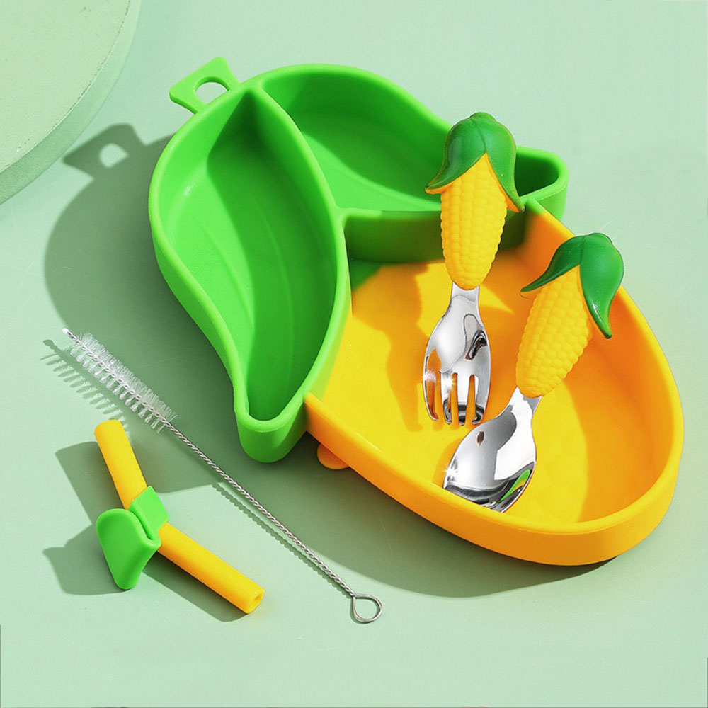 새롭고 귀여운 만화 캐릭터 실리콘 흡착식판 세트 (포크 - Baby Led Weaning Set 리뷰 및 가격